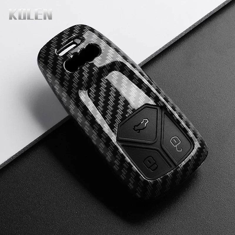 Car Key Cover Compatible with Audi A4 B9 A5 A6 8S 8W Q5 Q7 4M S4 S5 S7 TT TTS TFSI RS – Carbon Fiber Style