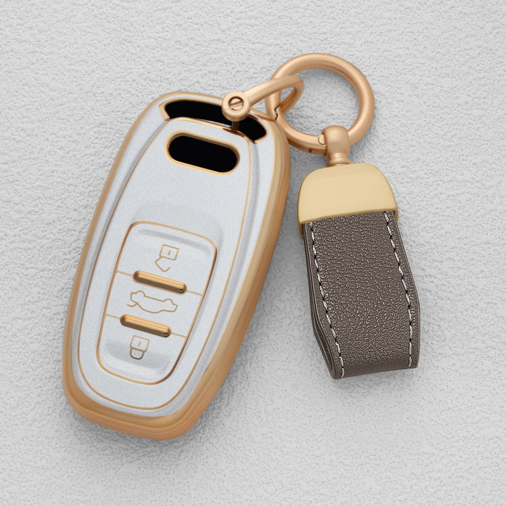 Quicksand Gold TPU Car Key Fob Cover for Audi A1, A3, A4, A5, A6, A7, A8, Q3, Q5, Q7, Q8, RS3, S4, S5, S7 & TT – 8P, B8, B9, C7, C8, D5, 4M