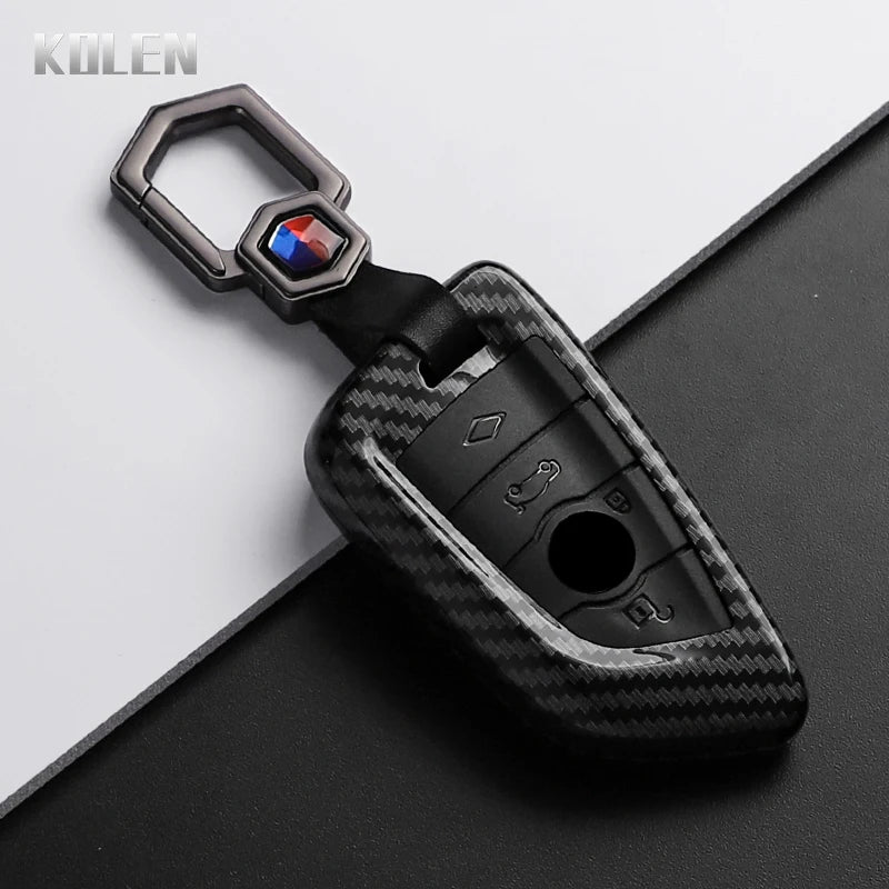 Car Key Cover Compatible with BMW X1 X3 X5 X6 X7 1 3 5 6 7 Series G20 G30 G11 F15 F16 G01 G02 F48 – Carbon Fiber Style