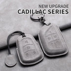 Leather Car Key Fob Cover Compatible with Cadillac CT4, CT5, ATS, CT6, CTS, DTS, XT5, Escalade ESV, SRX, STS, XTS, XT4, 28T, ELR
