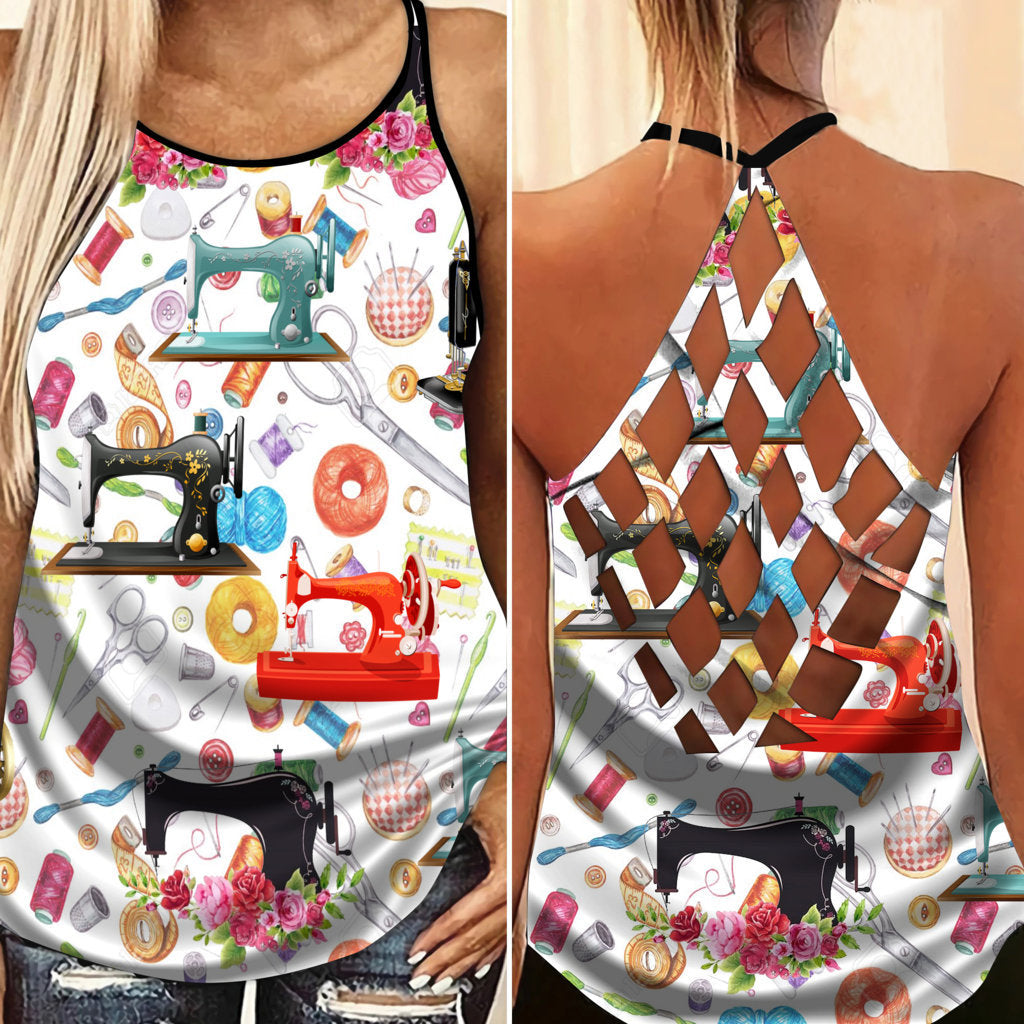 Sewing Is My Life Hollow Tank Top For Workout Classes And Daily Wear