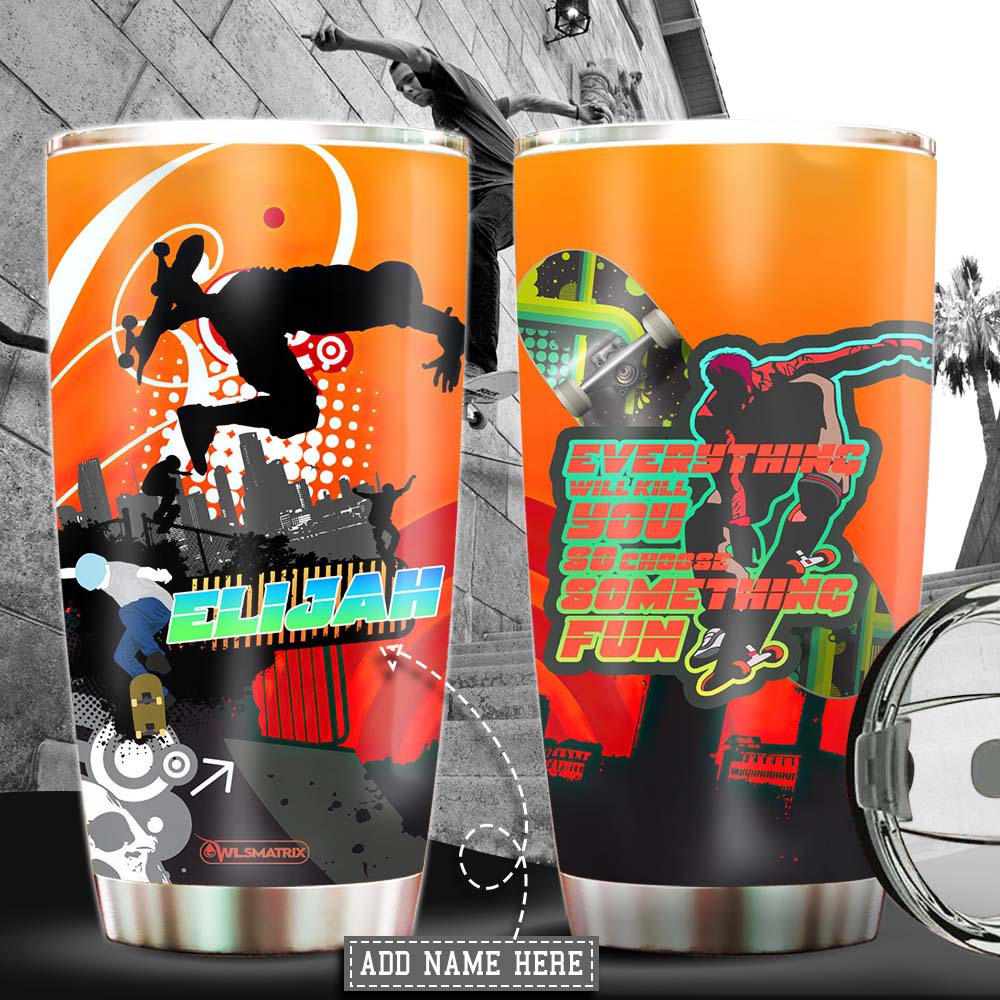 Skateboarding Adventure Personalized 20 Oz Tumbler For Coffee Travel And Daily Drinks