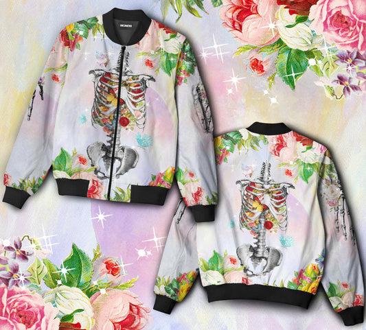 Skull flowers in my soul - Bomber jacket - BOMJ02TNH310821-Owls Matrix