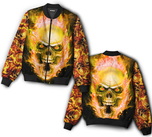 Skull on fire - Bomber jacket - BOMJ04TNH010921-Owls Matrix