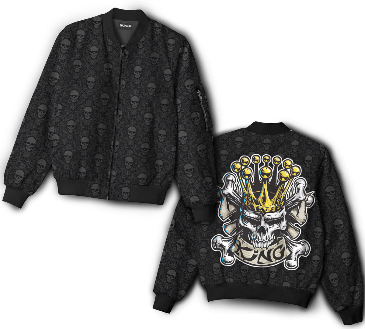 Bomber Jacket / S Skull i am king - Bomber jacket - BOMJ05TNH080921 - Owls Matrix LTD