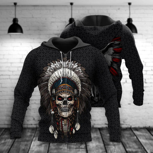 Native Inspired Skull Hoodie For Dark Themed Outfits Outdoor Trips And Casual Comfort