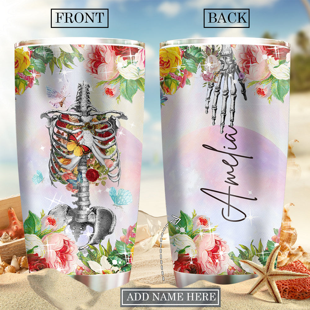 Skull Beautiful And Floral Personalized 20 Oz Tumbler For Coffee Travel And Daily Drinks