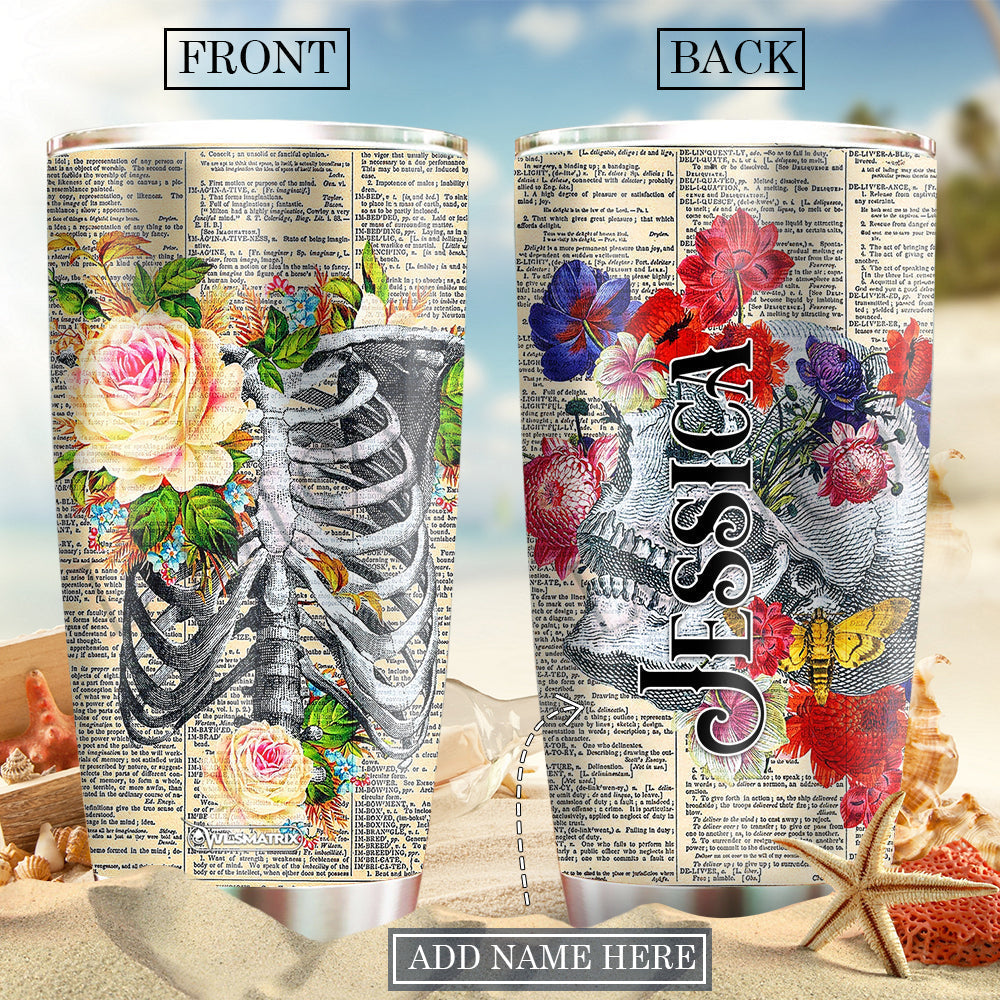 Skull And Floral In My Mind Personalized 20 Oz Tumbler For Coffee Travel And Daily Drinks