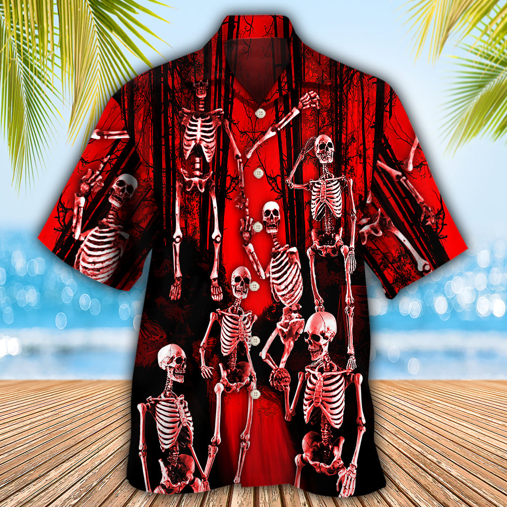 Skull Action Figure Hawaiian Shirt Design View For Casual Summer Styling