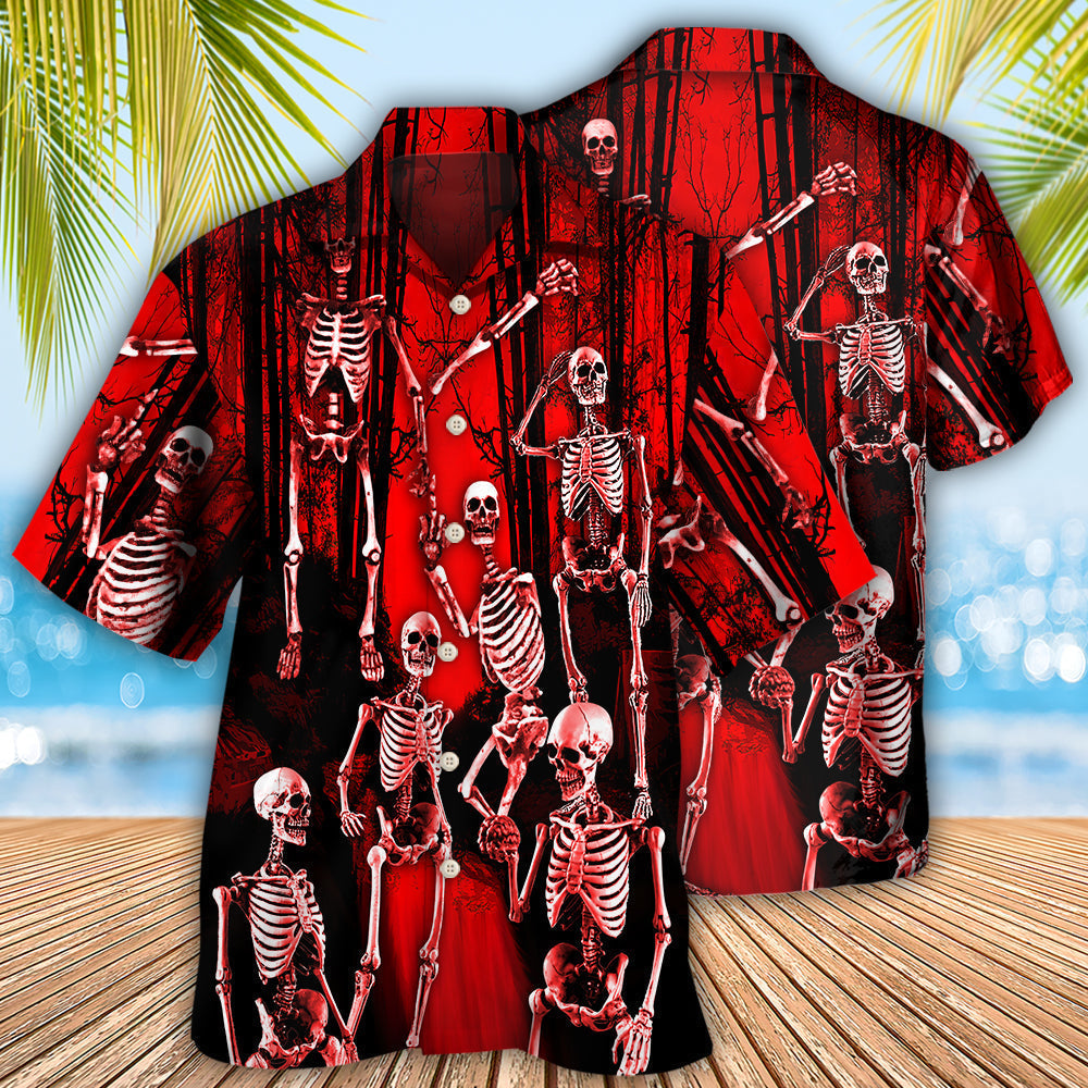 Skull Action Figure Hawaiian Shirt For Beach Parties And Weekend Getaways