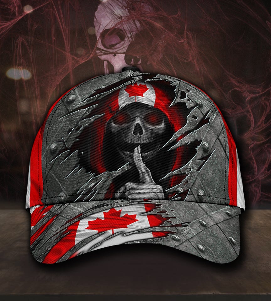 Skull Canada Flag Classic Cap For Festivals Vacations Outdoor Fun And Daily Comfort