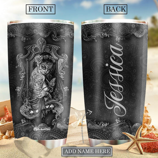 Skull Girl Love Black Personalized 20 Oz Tumbler For Coffee Travel And Daily Drinks
