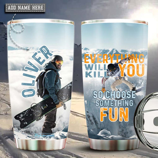 Snowboarding Adventure Personalized 20 Oz Tumbler For Coffee Travel And Daily Drinks