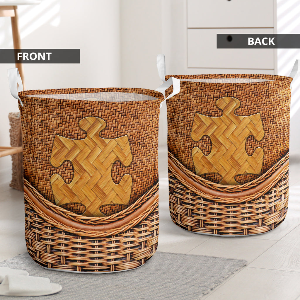 Awesome Autism Brown Laundry Basket For Bathroom Bedroom Storage