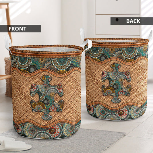 Autism Wicker Mandala Laundry Basket For Bathroom Bedroom Storage