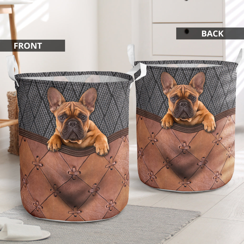 Cute Bulldog Knit Laundry Basket For Bathroom Bedroom Storage