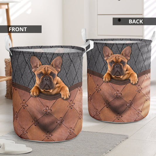 Cute Bulldog Knit Laundry Basket For Bathroom Bedroom Storage