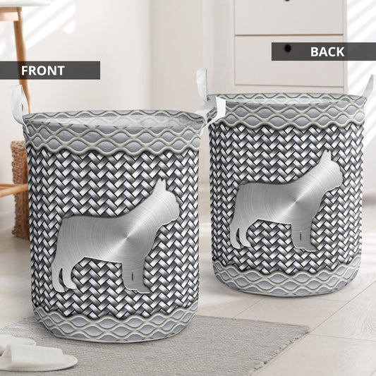 Bulldog Silver Wicker Laundry Basket For Bathroom Bedroom Storage