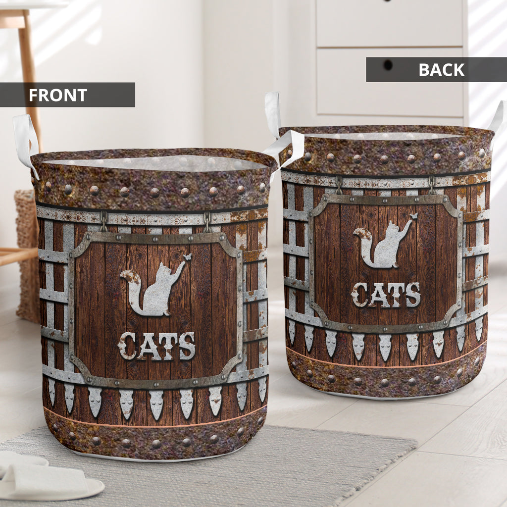 Cute Cat Fence Laundry Basket For Bathroom Bedroom Storage