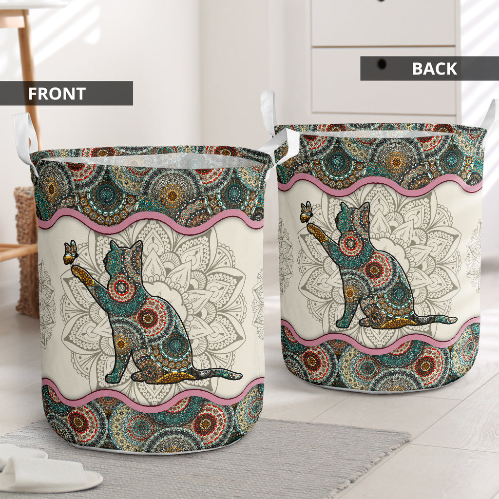 Cat Mandala Laundry Basket For Bathroom Bedroom Storage