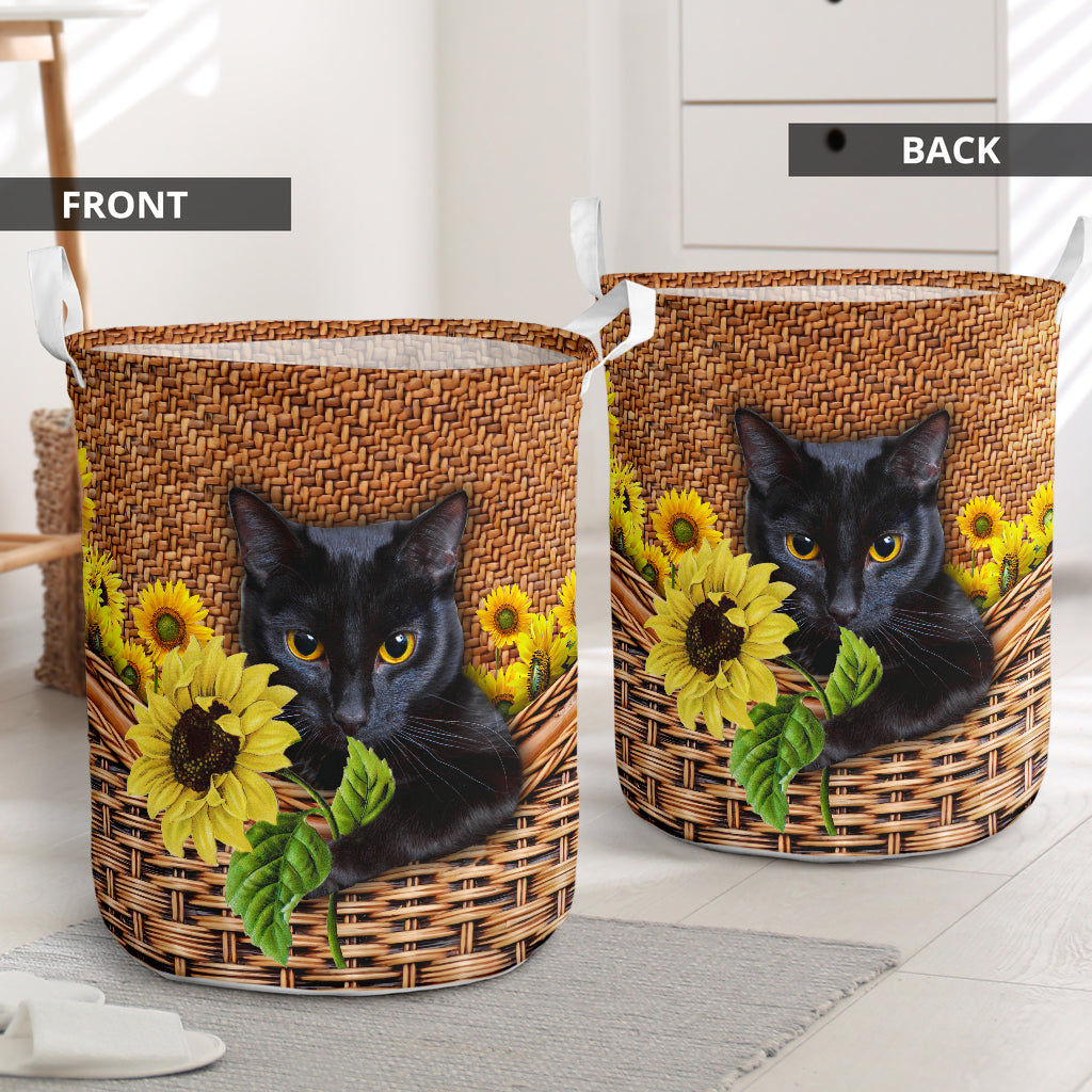 Cat Sunflower Laundry Basket For Bathroom Bedroom Storage