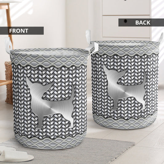 Chihuahua Silver Wicker Laundry Basket For Bathroom Bedroom Storage