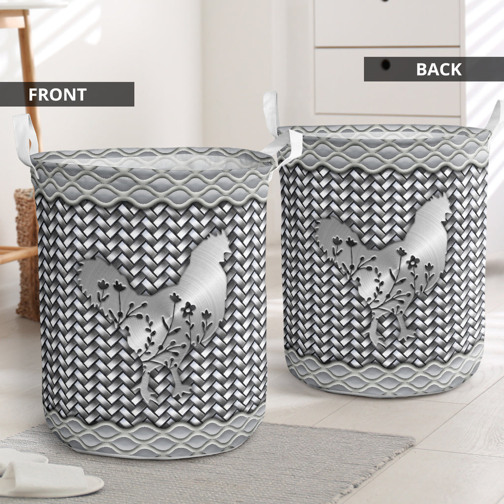Chicken Silver Wicker Laundry Basket For Bathroom Bedroom Storage
