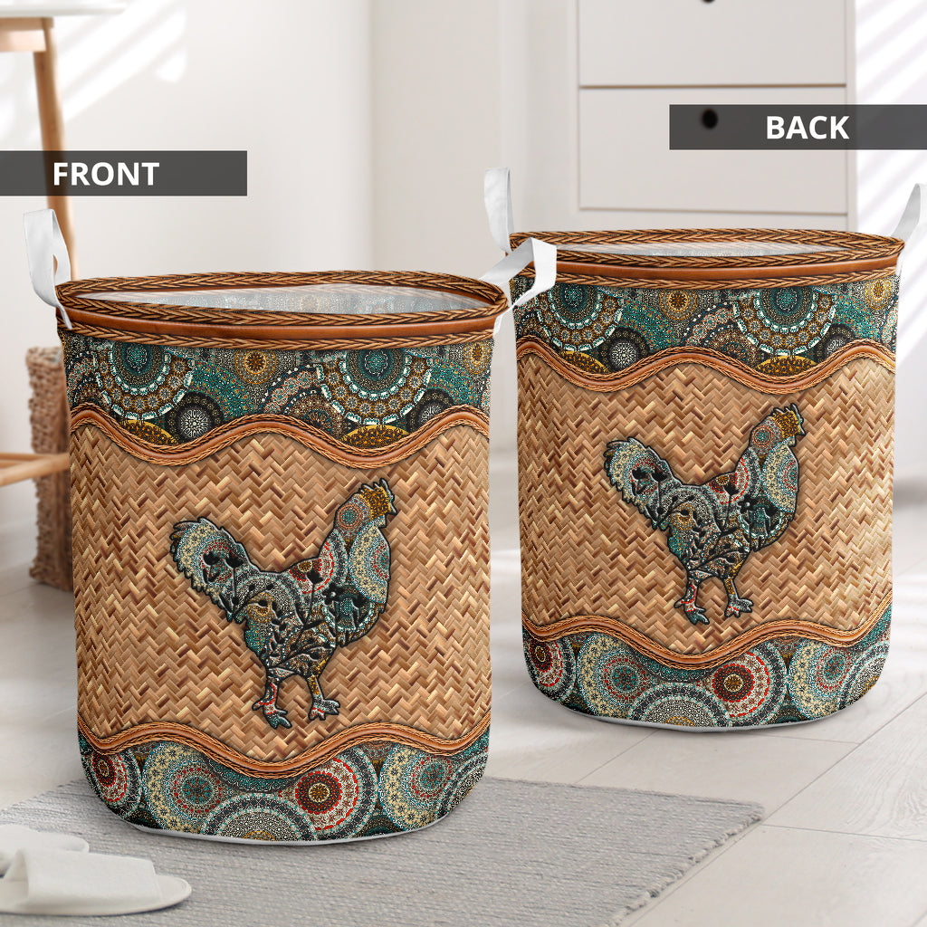 Chicken Wicker Mandala Laundry Basket For Bathroom Bedroom Storage