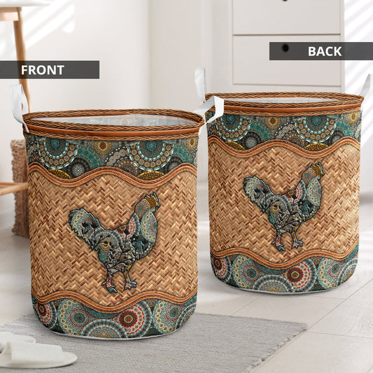 Chicken Wicker Mandala Laundry Basket For Bathroom Bedroom Storage
