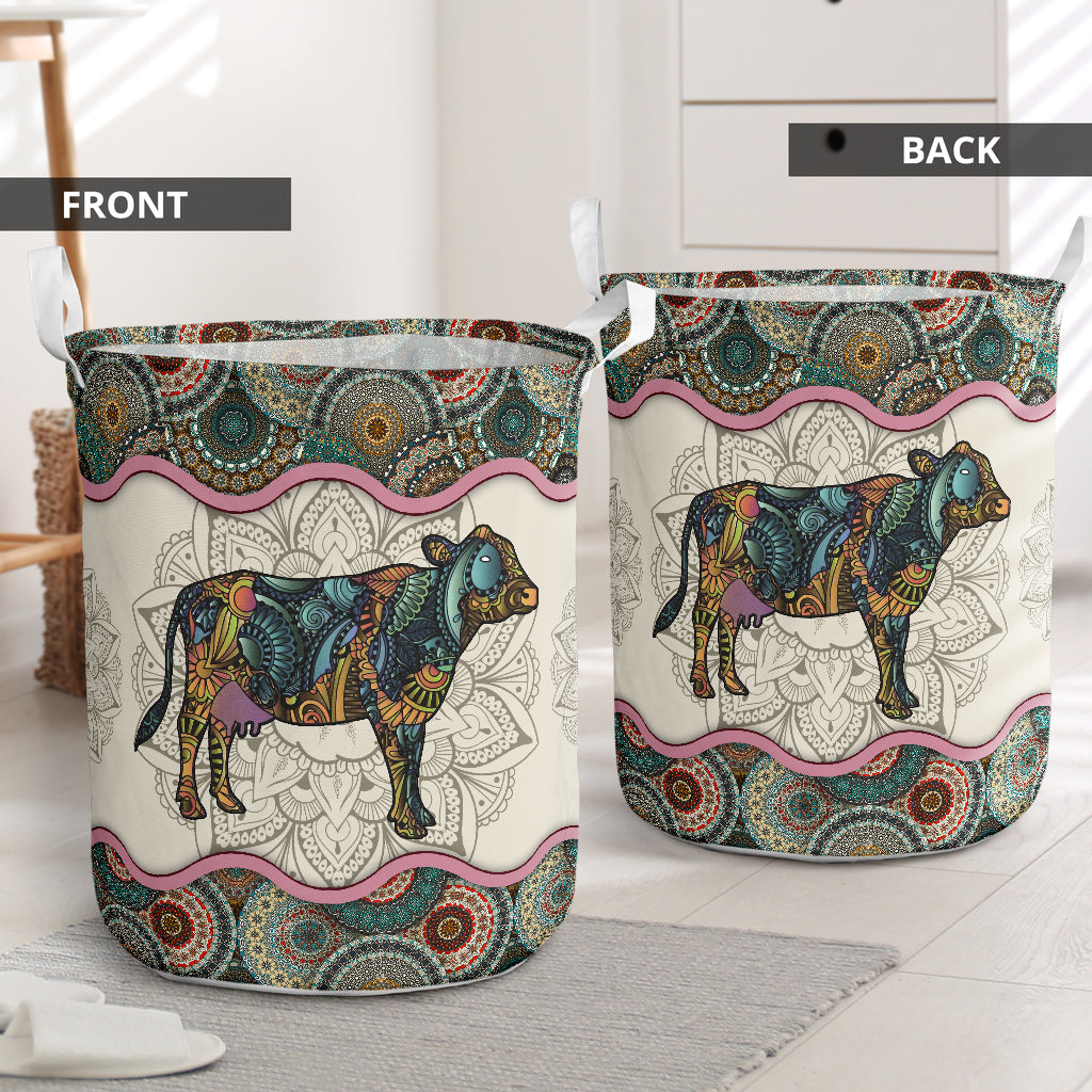 Cow Mandala Laundry Basket For Bathroom Bedroom Storage