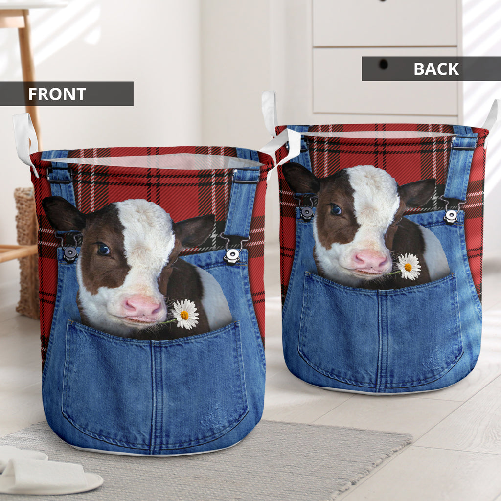 Cute Cow Pocket Laundry Basket For Bathroom Bedroom Storage