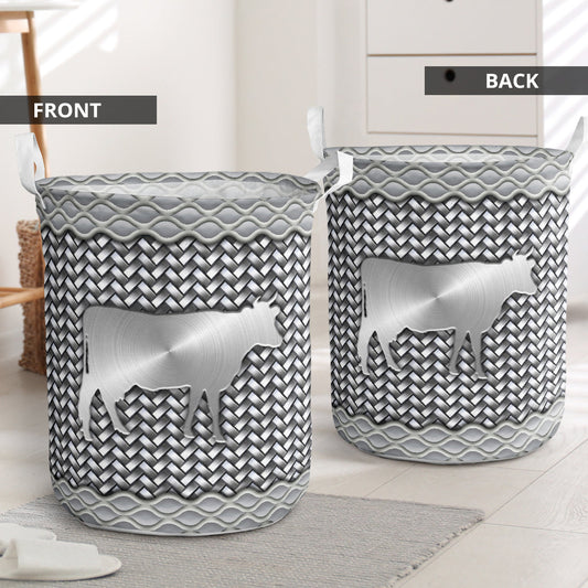 Cow Silver Wicker Laundry Basket For Bathroom Bedroom Storage