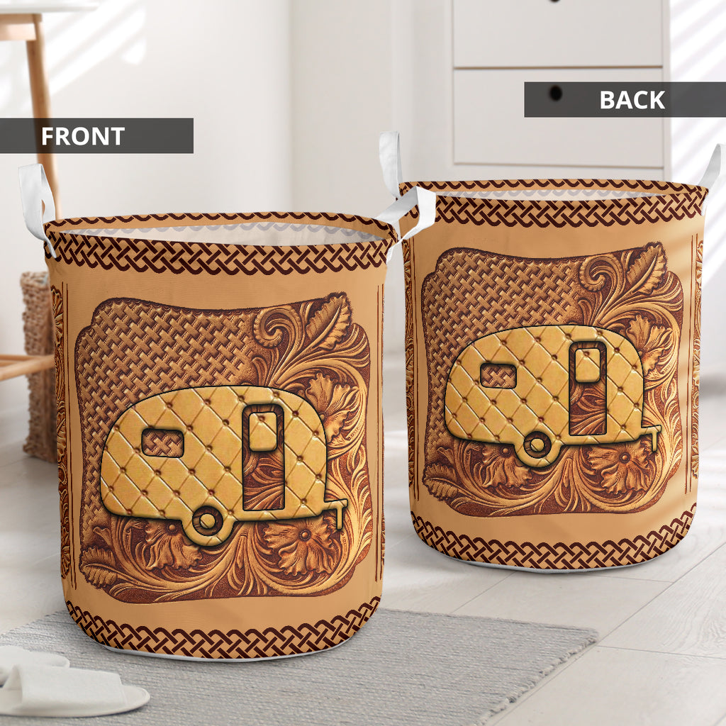 Amazing Camping Van Brown Laundry Basket For Bathroom Bedroom Storage