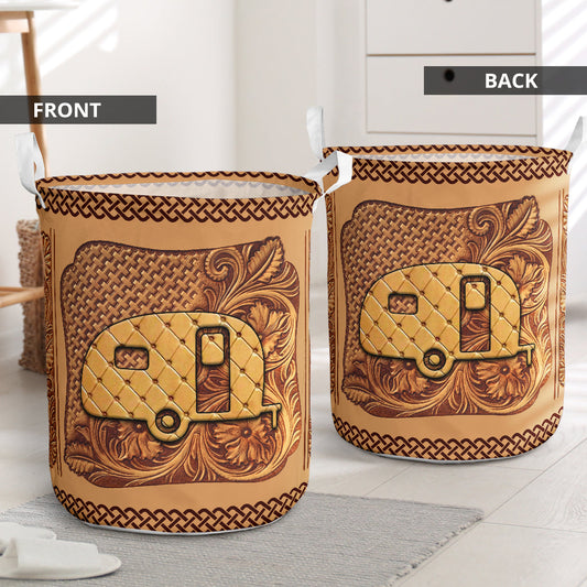 Amazing Camping Van Brown Laundry Basket For Bathroom Bedroom Storage