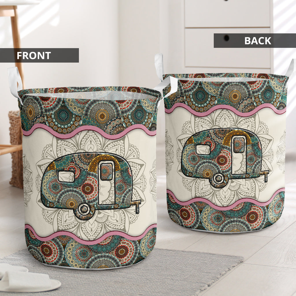 Beautiful Camping Mandala Laundry Basket For Bathroom Bedroom Storage