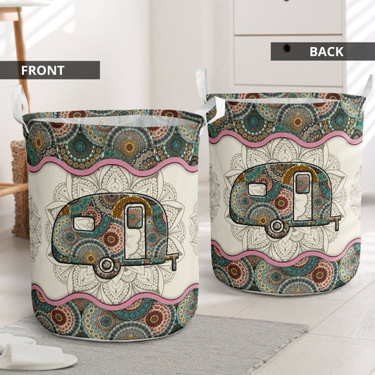 Beautiful Camping Mandala Laundry Basket For Bathroom Bedroom Storage