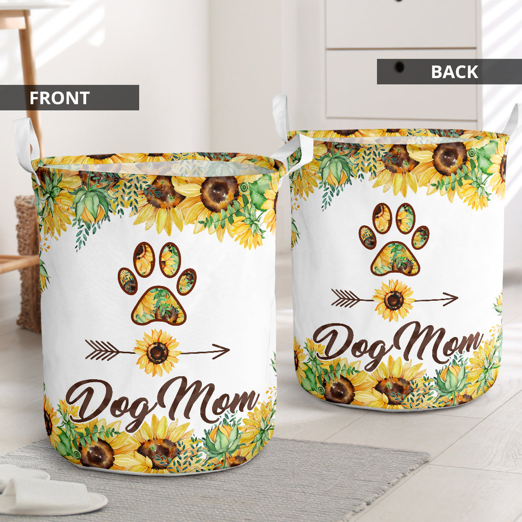 Dog Mom Sunflower Laundry Basket For Bathroom Bedroom Storage