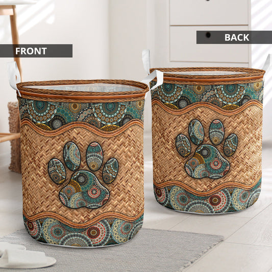A Dog Wicker Mandala Laundry Basket For Bathroom Bedroom Storage