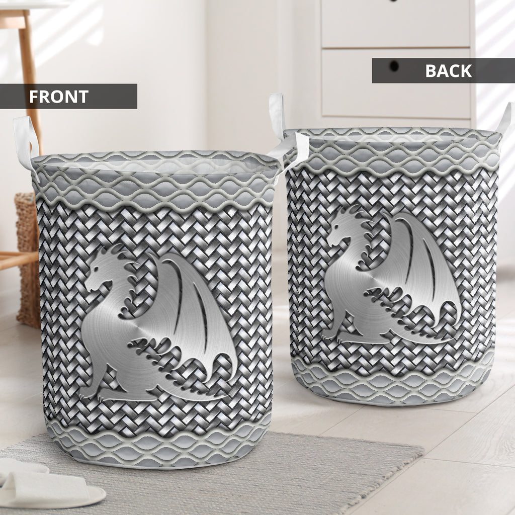 Dragon Silver Wicker Laundry Basket For Bathroom Bedroom Storage