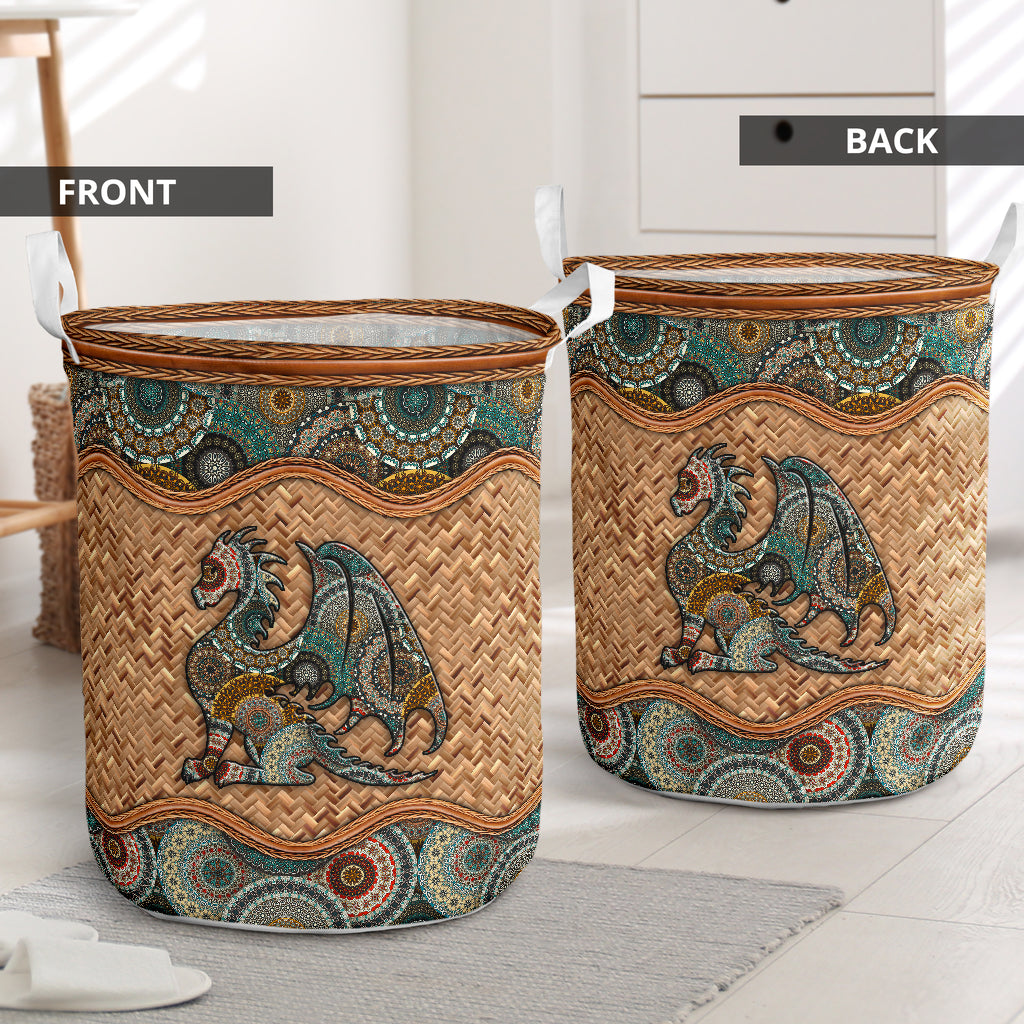 Dragon Wicker Mandala Laundry Basket For Bathroom Bedroom Storage