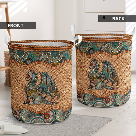 Dragon Wicker Mandala Laundry Basket For Bathroom Bedroom Storage