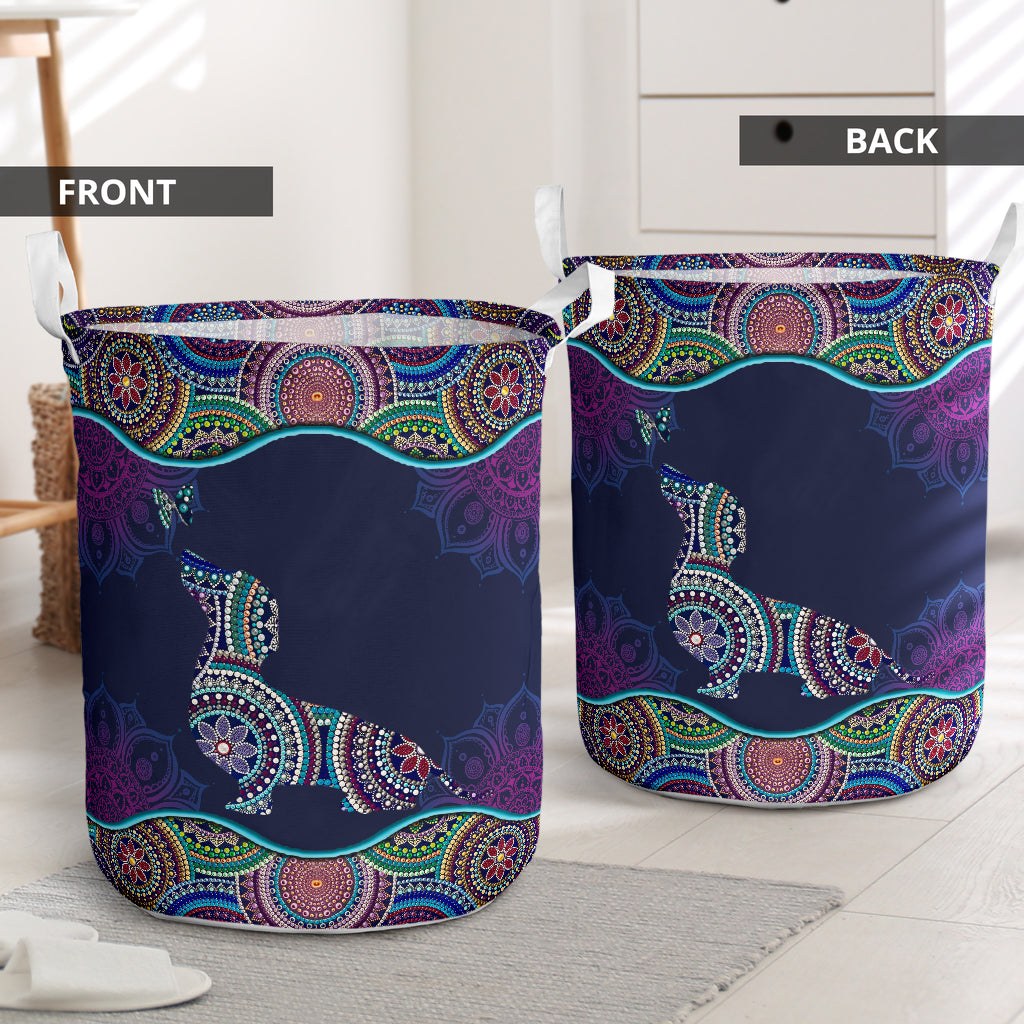 Dachshund Dot Mandala Laundry Basket For Bathroom Bedroom Storage
