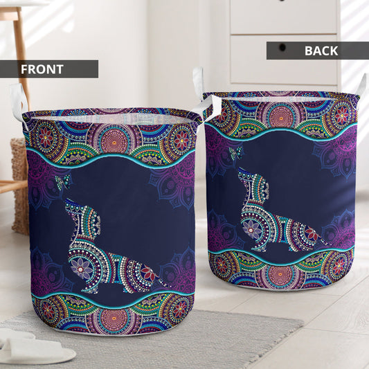 Dachshund Dot Mandala Laundry Basket For Bathroom Bedroom Storage