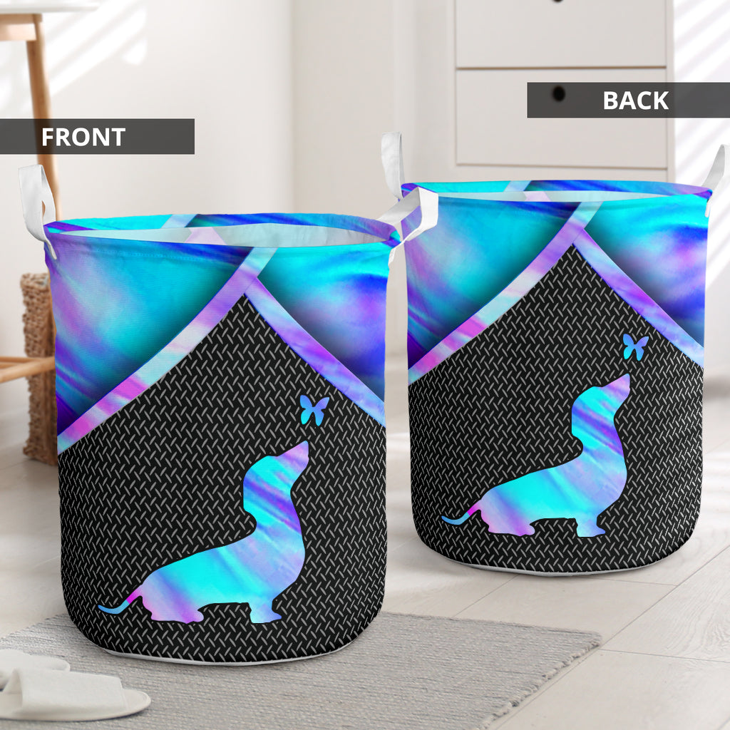 Cute Blue Dachshund Liquid Laundry Basket For Bathroom Bedroom Storage
