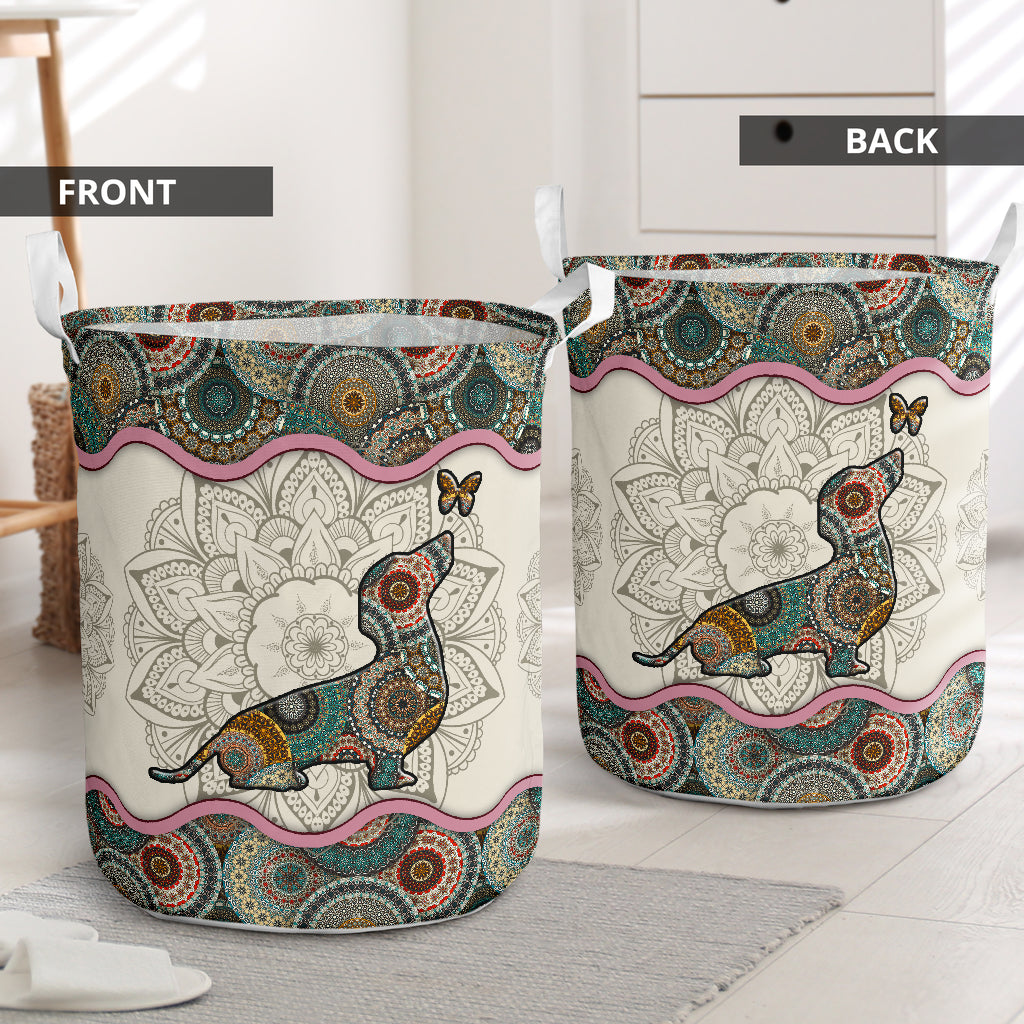 Cute Dachshund Mandala Laundry Basket For Bathroom Bedroom Storage