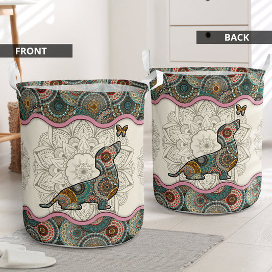 Cute Dachshund Mandala Laundry Basket For Bathroom Bedroom Storage