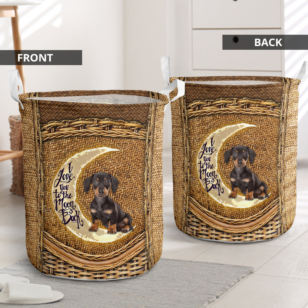 Cute Black Dachshund Moon Laundry Basket For Bathroom Bedroom Storage