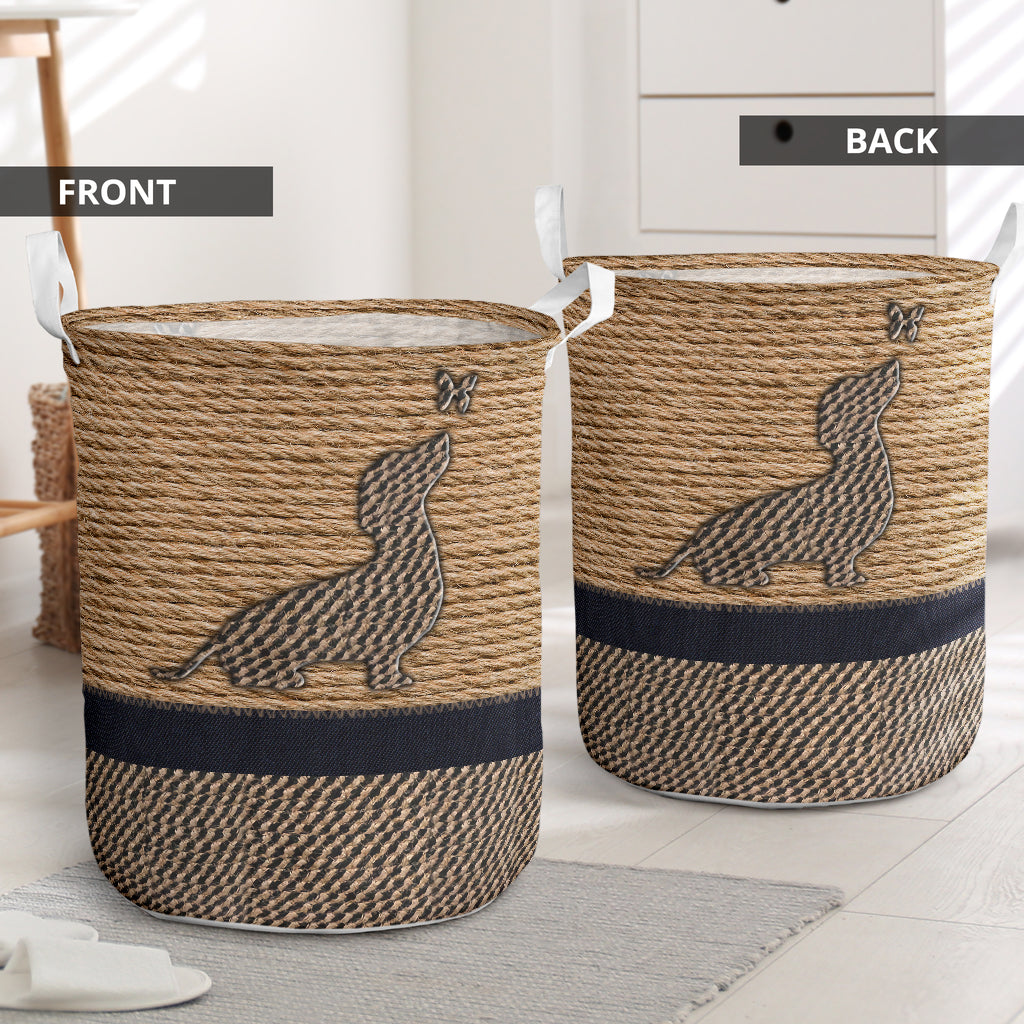 A Dachshund Rattan Laundry Basket For Bathroom Bedroom Storage
