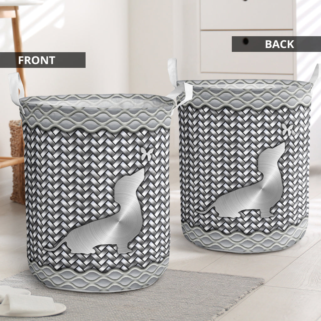 Cute Dachshund Silver Wicker Laundry Basket For Bathroom Bedroom Storage