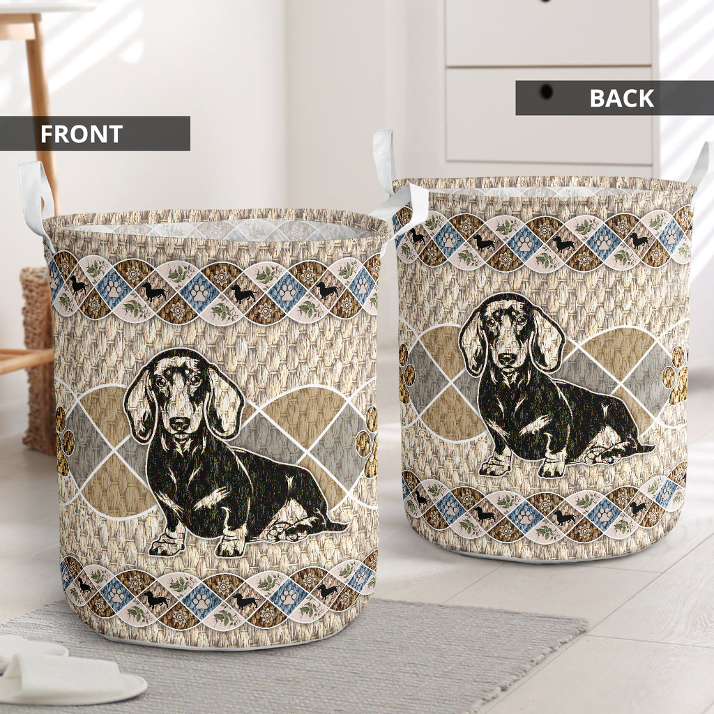 Cute Dachshund Waved Laundry Basket For Bathroom Bedroom Storage